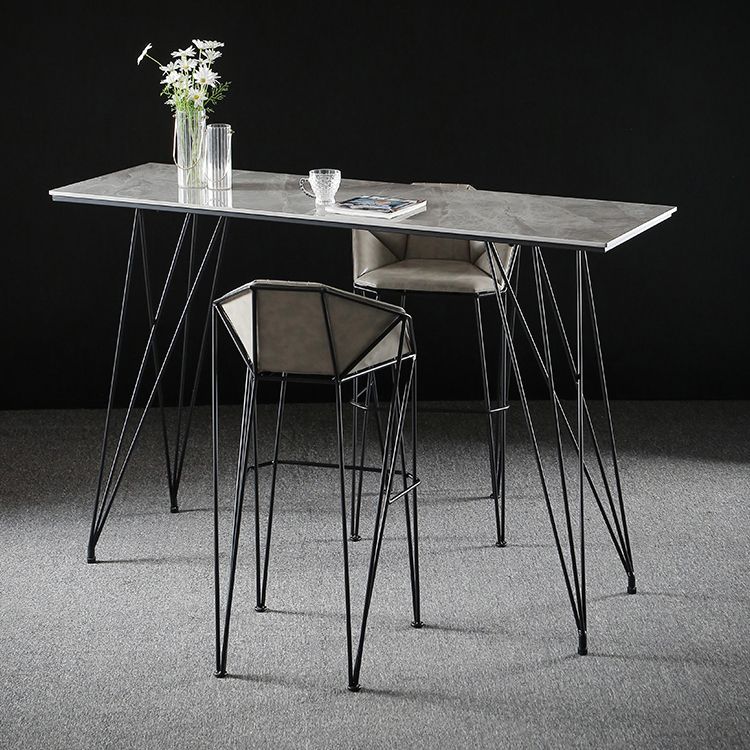 Modern Bar Table Set 1/2/3 Pieces Rectangle Stone Counter Table with High Stools Clearhalo 'Bar Furniture' 'furn' 'furn_home_bar_bar_sets' 'Furniture' 'Home Bars & Bar Sets' 'home_bar_bar_sets' 'Kitchen & Dining Furniture' 1200x1200_e793ab86-7e21-496b-8447-7456aedf30e9