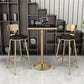 Mesa de comedor de madera maciza Glam, mesa de comedor con pedestal fijo y base de metal