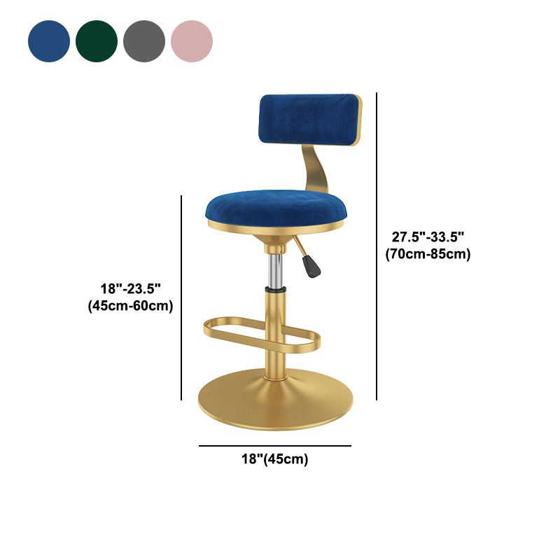 Glam Rotatable Backrest Counter Stool Steel Kitchen Bar Stool with Cushion and Pedal Clearhalo 'Bar Furniture' 'Bar Stools' 'bar_stools' 'furn' 'furn_bar_stools' 'Furniture' 'furniture_bar_stools' 'Kitchen & Dining Furniture' 1200x1200_e7979059-dc9f-41ee-b46d-971f94ed7810