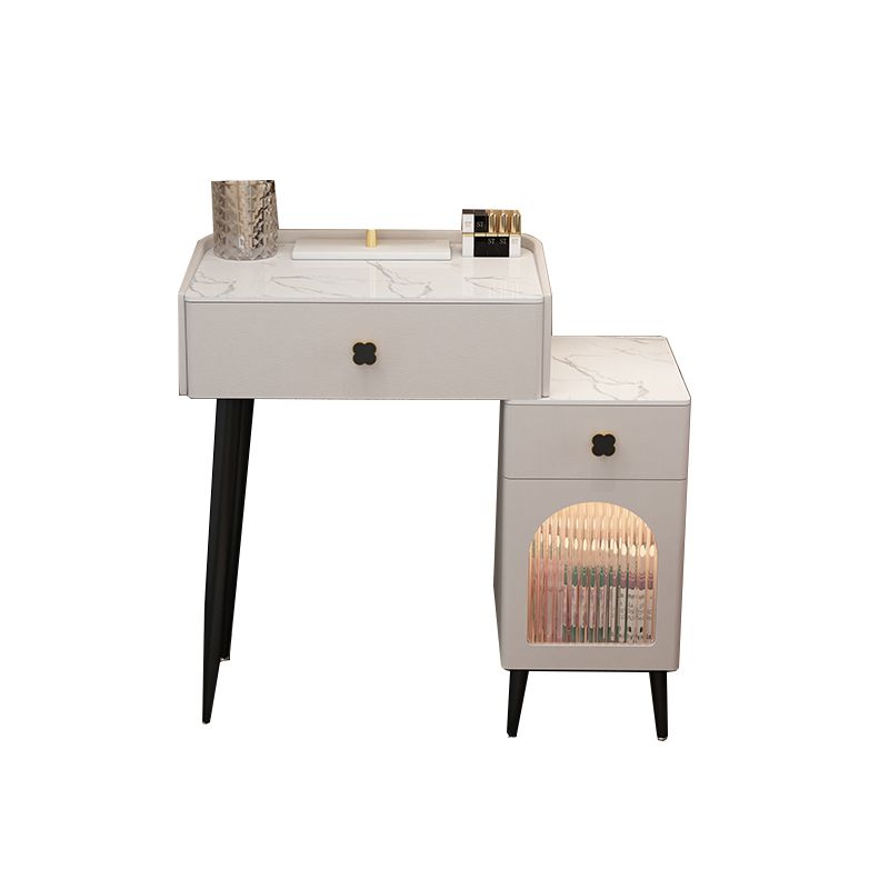 Solid Wood Makeup Vanity Desk Lighted Mirror Makeup Vanity Set with Drawer