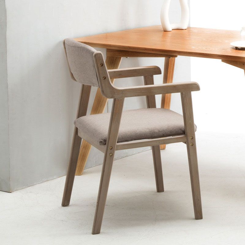 Farmhouse Rubberwood Upholstered Arm Chair Open Matte Finish Dining Chair Clearhalo ' kitchen&dining_furn' 'Dining Chairs' 'Dining Tables & Seating' 'dining_chair' 'furn' 'furn_dining_chair' 'Furniture' 'furniture_dining_chair' 'Kitchen & Dining Furniture' 'kitchen' 1200x1200_e79ac59e-bd57-493a-b25c-822c0d9b6f30