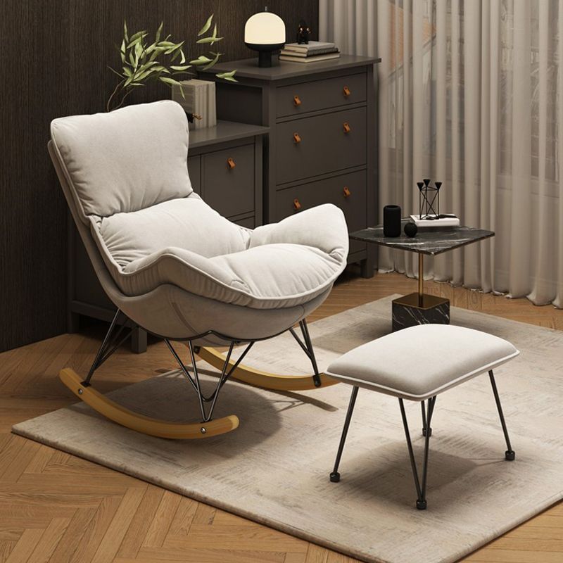 Modern Upholstered Rocker Chair Metal Frame Spindle Rocker Chair with Ottoman Clearhalo 'Chairs & Seating' 'furn' 'furn_rocking_chairs' 'Furniture' 'Living Room Furniture' 'Rocking Chairs' 'rocking_chairs' 1200x1200_e79c399c-5316-4303-89b4-8ccdb9fef756