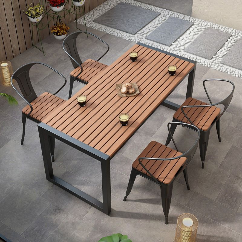 Modern 1/3/5 Pieces Dining Set Rectangle Wood Dining Table for Courtyard