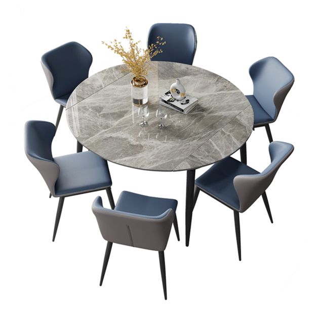 Modern Round Sintered Stone Table Standard Kitchen Dining Table in Gray Clearhalo ' dining_table' 'Dining Tables & Seating' 'Dining Tables' 'furn' 'furn_dining_table' 'Furniture' 'furniture_dining_table' 'Kitchen & Dining Furniture' 'kitchen&dining_furn' 'kitchen' 'kitchen_dining_table' 1200x1200_e7a331c7-f9a8-4d79-93b7-dd5cedc9aa6a