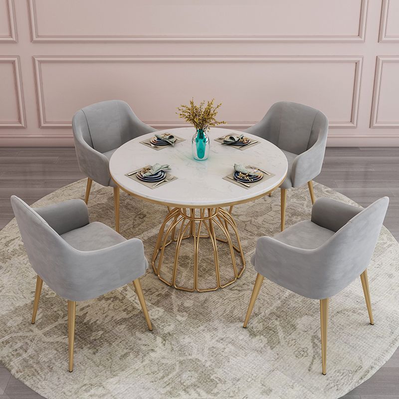 Contemporary Style Sintered Stone Dining Table Single Pedestal Base Round Table for Home Clearhalo ' dining_table' 'Dining Tables & Seating' 'Dining Tables' 'furn' 'furn_dining_table' 'Furniture' 'furniture_dining_table' 'Kitchen & Dining Furniture' 'kitchen&dining_furn' 'kitchen' 'kitchen_dining_table' 1200x1200_e7a46da7-2fb9-4180-b9be-4796e1702588