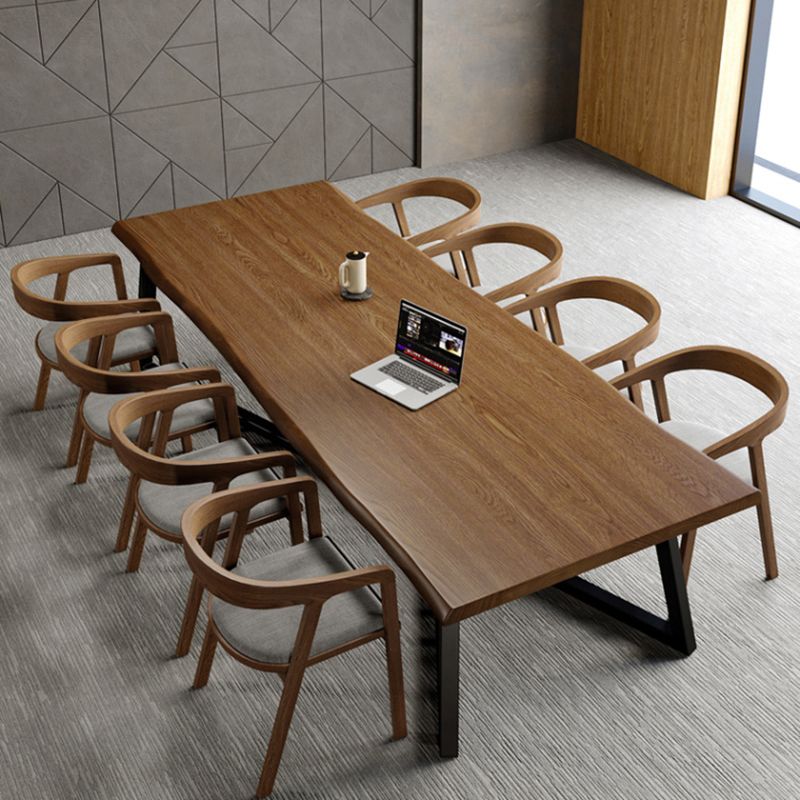 Bureau de bureau en bois massif contemporain 29,53 "Tableau d'écriture avec des jambes en fer