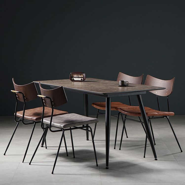 Industrial Style Dining Table Brown 4 Legs Dining Table with Black Frame Clearhalo ' dining_table' 'Dining Tables & Seating' 'Dining Tables' 'furn' 'furn_dining_table' 'Furniture' 'furniture_dining_table' 'Kitchen & Dining Furniture' 'kitchen&dining_furn' 'kitchen' 'kitchen_dining_table' 1200x1200_e7a8bcec-38f7-409a-8453-bd660fc9592f