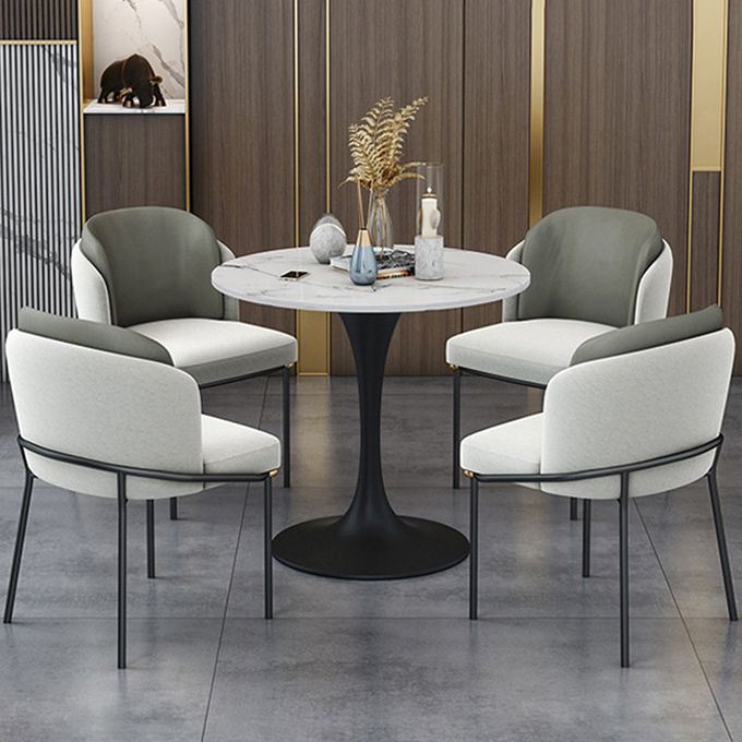 Round Black Base Dining Table Modern Stone Table for Milk Tea Shop Clearhalo 'Dining Tables & Seating' 'Dining Tables' 'dining_table' 'furn' 'furn_dining_table' 'Furniture' 'Kitchen & Dining Furniture' 1200x1200_e7aa4645-888e-4cc4-b5d9-a72d9e41cb0f