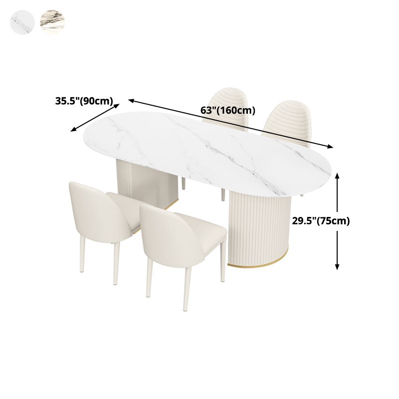 Oval Double Pedestal Modern Dining Table Sintered Stone Fixed Table for Kitchen Clearhalo ' dining_table' 'Dining Tables & Seating' 'Dining Tables' 'furn' 'furn_dining_table' 'Furniture' 'furniture_dining_table' 'Kitchen & Dining Furniture' 'kitchen&dining_furn' 'kitchen' 'kitchen_dining_table' 1200x1200_e7ac077f-9cee-440b-b0b1-746e5e5253a7