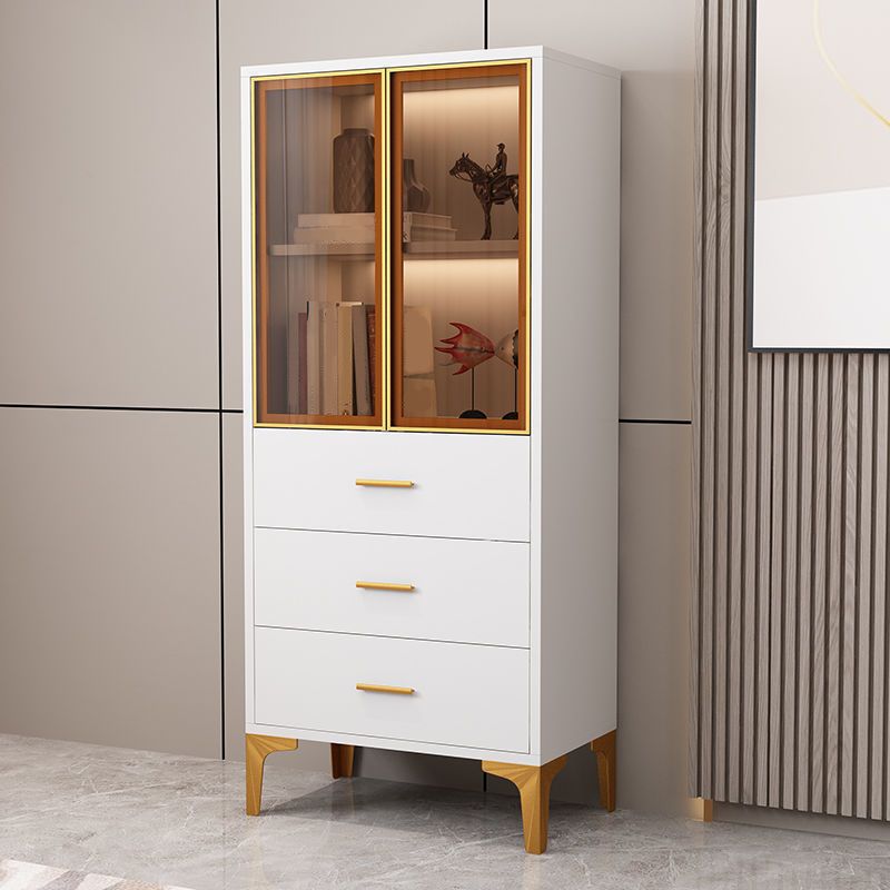 Glam Glass Door Server Wood Dinner Server Cabinet without LED Lights Clearhalo 'buffet_sideboard' 'Buffets & Sideboards' 'furn' 'furn_buffet_sideboard' 'Furniture' 'Kitchen & Dining Furniture' 1200x1200_e7acf965-73e6-41bd-ad62-bbdf92139773