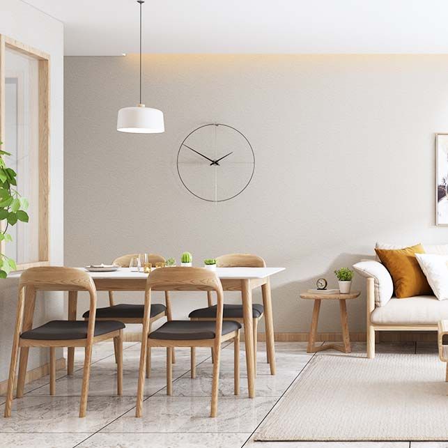 Eettafel uit het midden van de eeuw met essenhouten frame en witte stenen tafel