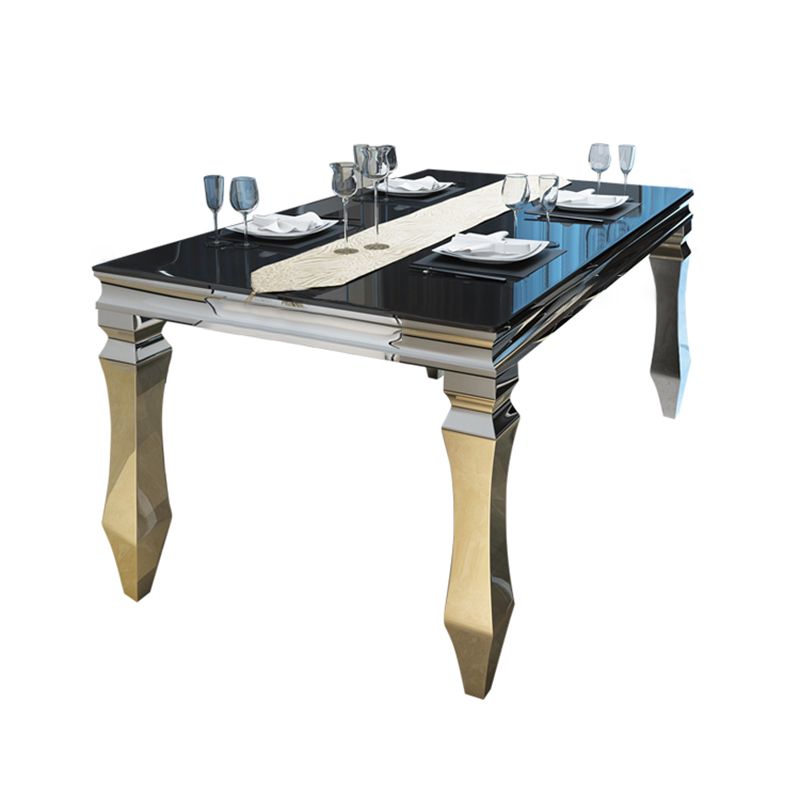 Metal Contemporary Rectangular Dining Table Glass Top Table for Dining Room Clearhalo 'Dining Tables & Seating' 'Dining Tables' 'dining_table' 'furn' 'furn_dining_table' 'Furniture' 'furniture_dining_table' 'Kitchen & Dining Furniture' 'kitchen' 'kitchen_dining_table' 1200x1200_e7af332a-dca0-466d-931e-84b516beeed4