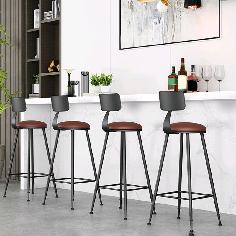 Modern Armless Backrest Counter Stool Iron Bar Stool with Seat and Pedal for Bar Clearhalo 'Bar Furniture' 'Bar Stools' 'bar_stools' 'furn' 'furn_bar_stools' 'Furniture' 'Kitchen & Dining Furniture' 1200x1200_e7af45b4-70e8-4508-97a8-6ed49a38d3cf