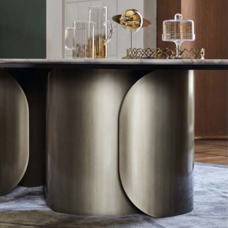 Sintered Stone Glam Tisch für das Restaurant Oval Esstisch mit doppelter Sockel