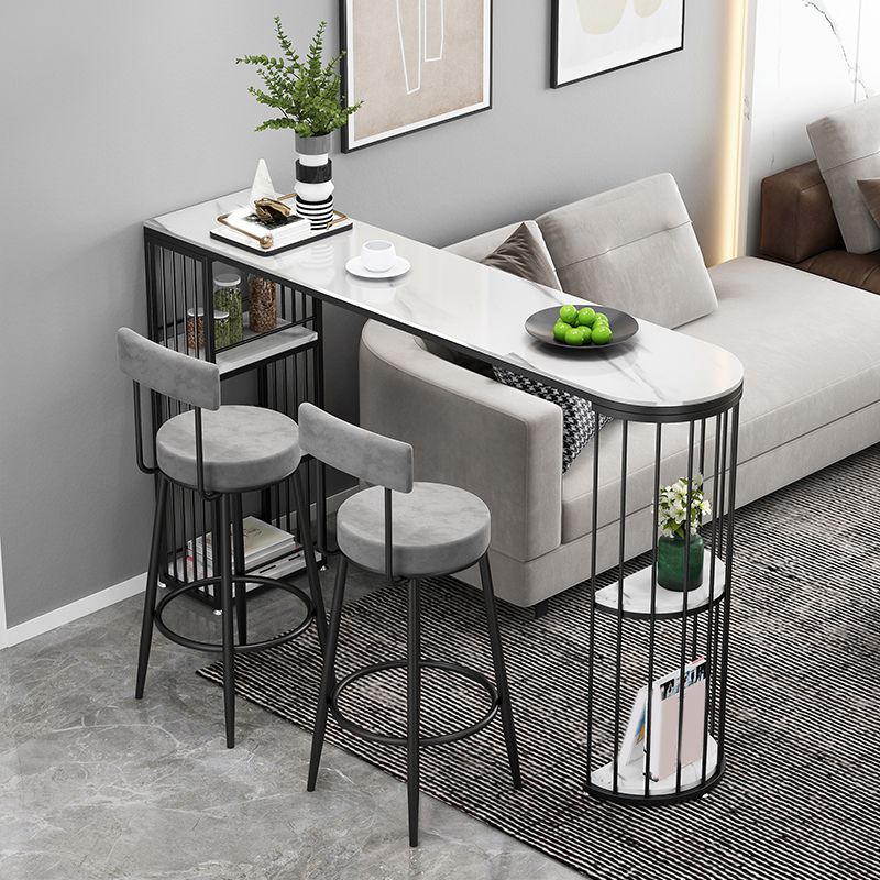 Juego de bar Glam Style, mesa de bar de piedra de 1/2/3 piezas con taburetes con respaldo de escalera