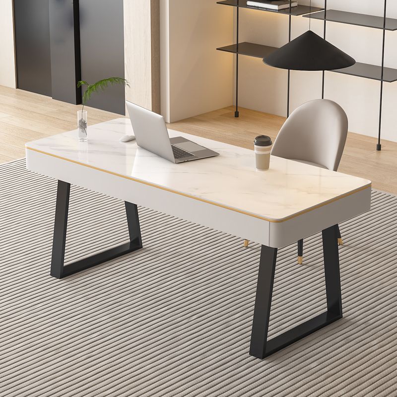 Scrivania per ufficio in pietra moderna 29,53 "scrivania alta con base a slitta