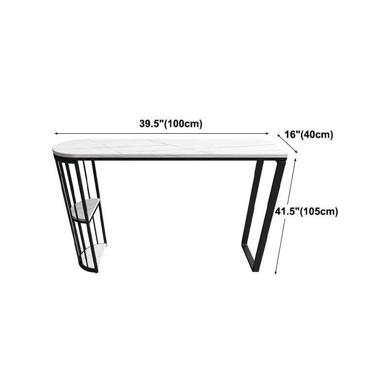 Industrial Stone Bar Dining Table Indoor Double Pedestal Bistro Table with Shelve Clearhalo 'Bar Furniture' 'Bar Tables' 'bar_tables' 'furn' 'furn_bar_tables' 'Furniture' 'furniture_bar_tables' 'Kitchen & Dining Furniture' 'kitchen&dining_furn' 'kitchen' 1200x1200_e7b558ca-0b3b-4864-a0b0-fc1451c1397d