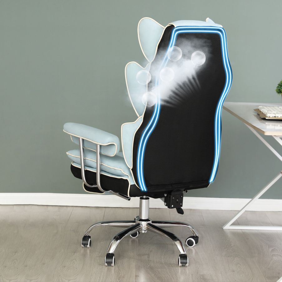 Silver Metal Modern Desk Chair with High Back Leather Conference Chair Clearhalo 'furn' 'furn_office_chair' 'Furniture' 'furniture_office_chair' 'Office Chairs' 'Office Furniture' 'office_chair' 1200x1200_e7b77cba-46ad-470e-960c-a74cdf0b64cd