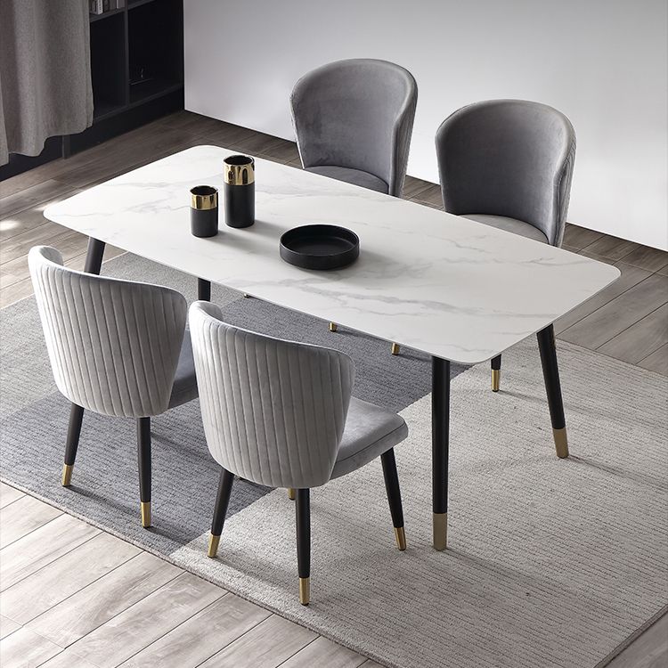 Traditional Luxury Dining Table Rectangle Sintered Stone 4 Legs Dining Table with Black Frame Clearhalo ' dining_table' 'Dining Tables & Seating' 'Dining Tables' 'furn' 'furn_dining_table' 'Furniture' 'furniture_dining_table' 'Kitchen & Dining Furniture' 'kitchen&dining_furn' 'kitchen' 'kitchen_dining_table' 1200x1200_e7b99200-ce89-4e1c-98ae-2c14360d49ea