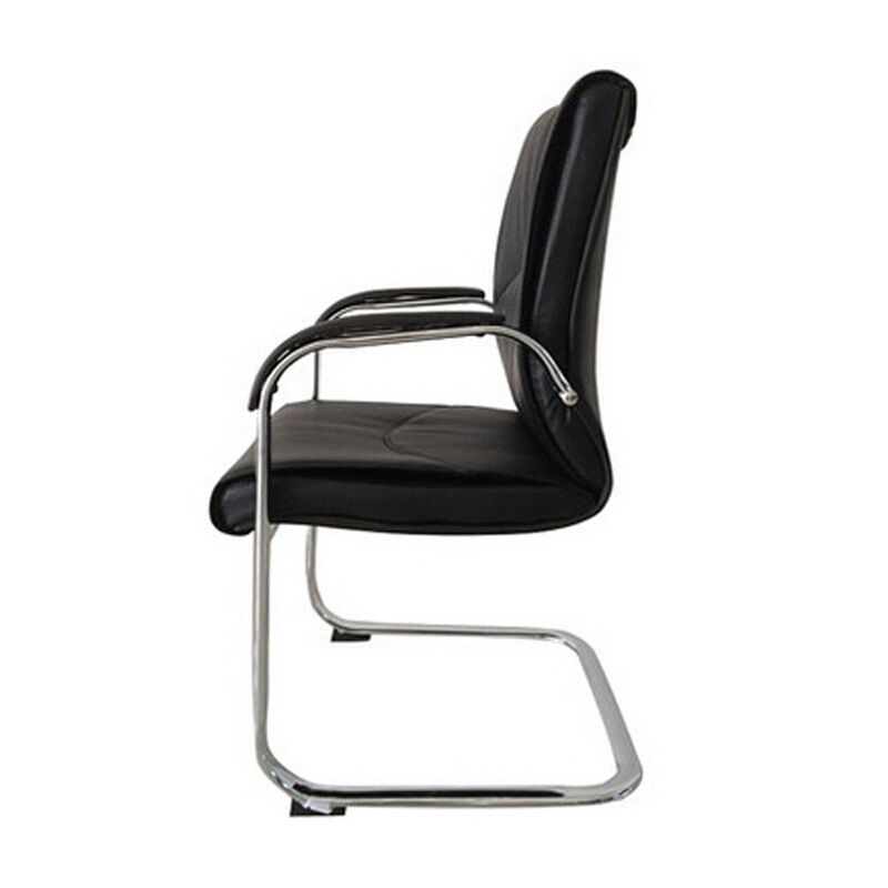 Modern Style Office Chair Black Leather No Wheels Fixed Arm Chair Clearhalo 'furn' 'furn_office_chair' 'Furniture' 'Office Chairs' 'Office Furniture' 'office_chair' 1200x1200_e7b993b4-4b29-4d23-a599-64d192212643