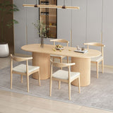 Mesa de comedor de madera ovalada, mesa con pedestal doble moderna, para cocina casera