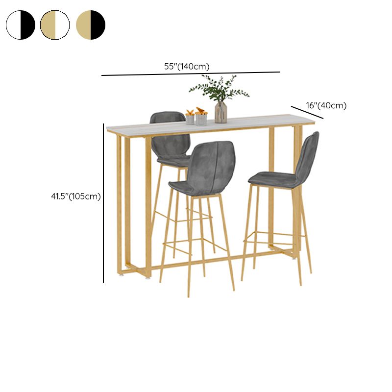 Barkruktafel met stenen blad Glam-stijl pubtafel met metalen poot