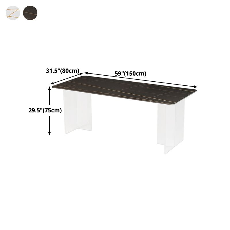 Modern Dining Table Rectangle Stone Top Table with Sled Base Clearhalo ' dining_table' 'Dining Tables & Seating' 'Dining Tables' 'furn' 'furn_dining_table' 'Furniture' 'furniture_dining_table' 'Kitchen & Dining Furniture' 'kitchen&dining_furn' 'kitchen' 'kitchen_dining_table' 1200x1200_e7bf01fb-0991-4b66-8f7c-617ece740eef