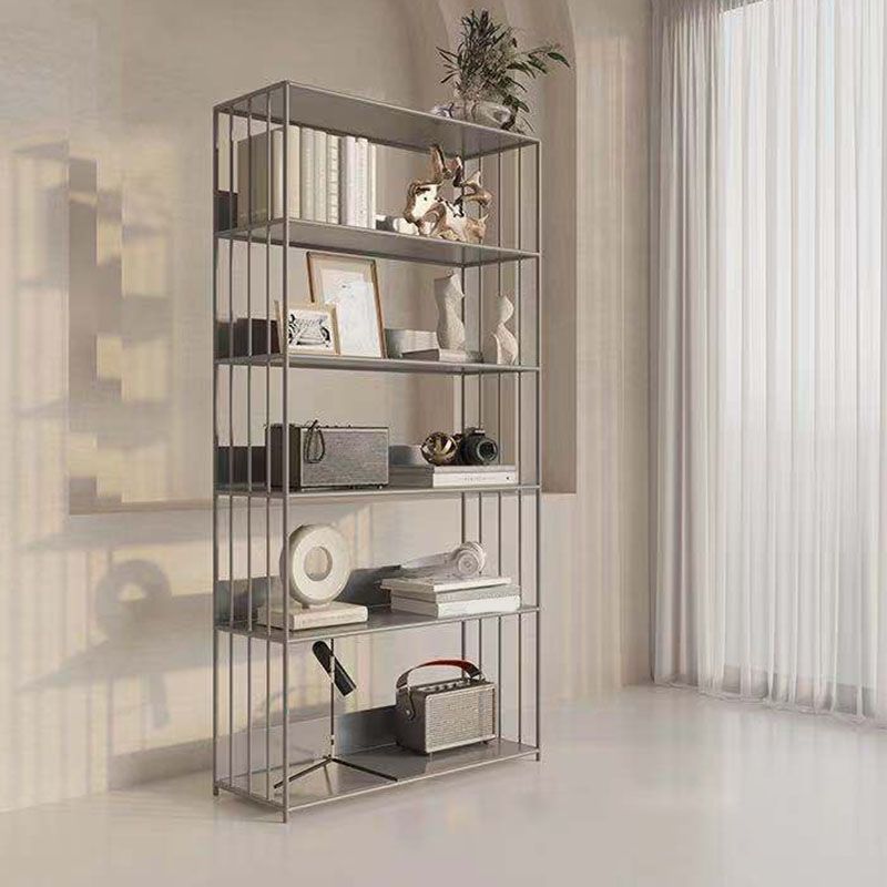 Modern Metal Bookshelf Standard Vertical Open Shelf Bookcase Clearhalo 'Bookcases' 'furn' 'furn_bookcases' 'Furniture' 'Office Furniture' 1200x1200_e7bfce48-83a4-4652-a314-99cf5f1f7af5