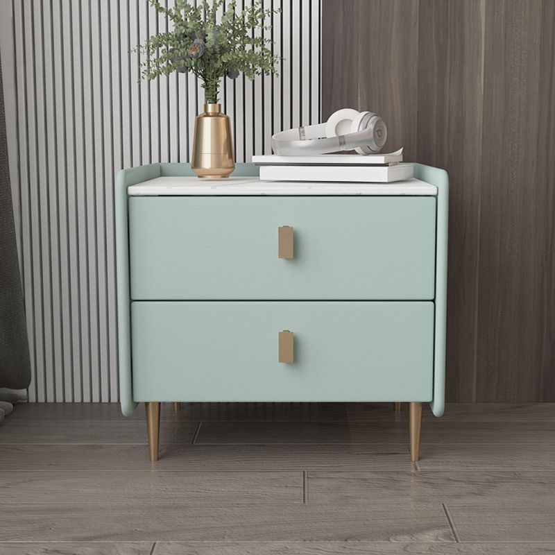 Leather Nightstand with 4 Legs Stone Top Night Table with Drawers Clearhalo 'Bedroom Furniture' 'furn' 'furn_night_stand' 'Furniture' 'night_stand' 'Nightstands' 1200x1200_e7bfdb1c-147b-40f2-8ff0-35783f79ccc7