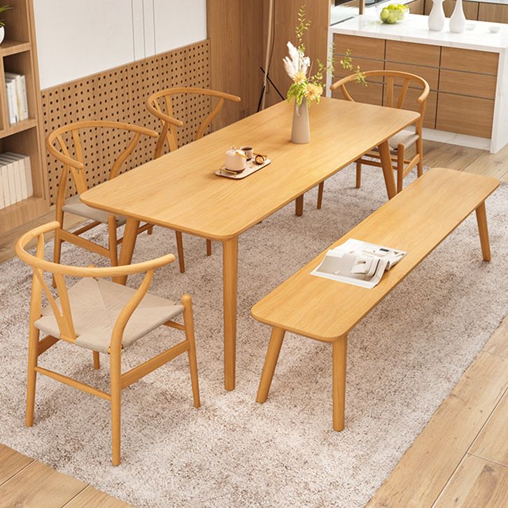 Natural Solid Wood Dining Table Rectangle Dining Table for Dining Room