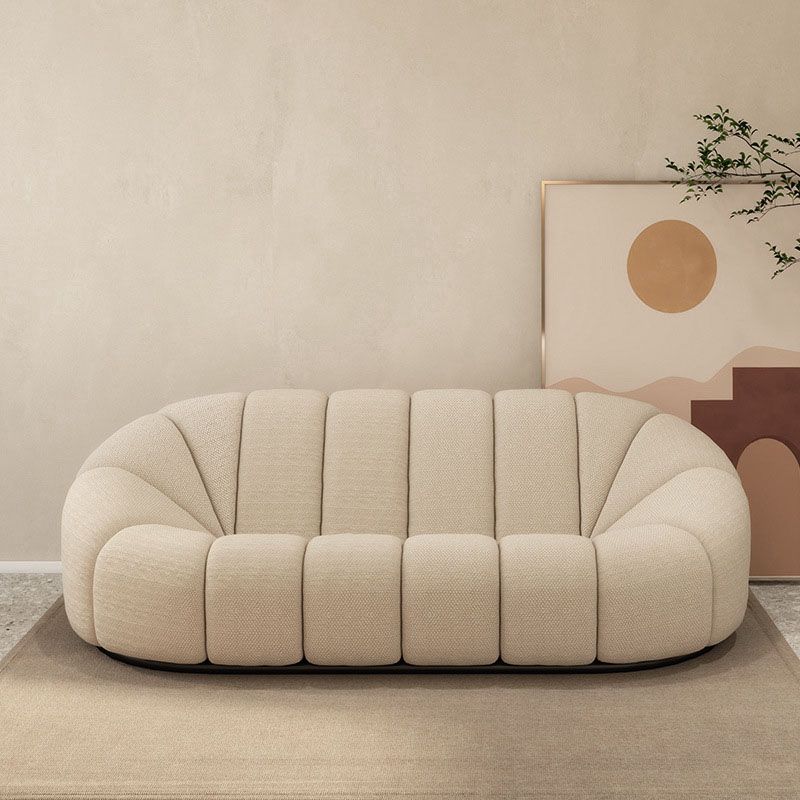 Beige Chenille Curved Sofa Modern 1/2/3-Seater Statement Sofa
