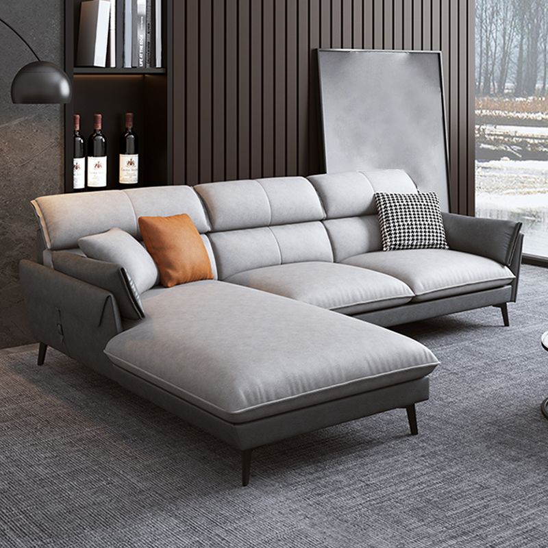 Contemporary Faux Leather Square Arm Sofa Sewn Pillow Back Sfa