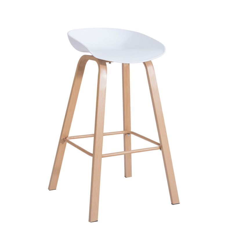 Scandinavian Bucket Armless Stool Plastic Bar Stool with Wood Legs Clearhalo 'Bar Furniture' 'Bar Stools' 'bar_stools' 'furn' 'furn_bar_stools' 'Furniture' 'Kitchen & Dining Furniture' 1200x1200_e7c7fed8-5950-45f3-be14-ad09d371fa75