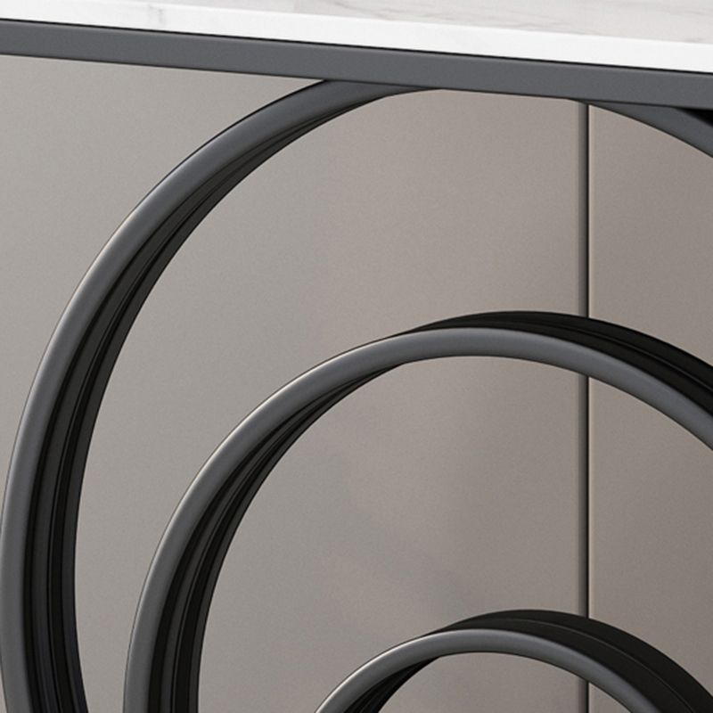Tavolo da console mezzaluna moderna tavola accento in pietra con base nera metallica