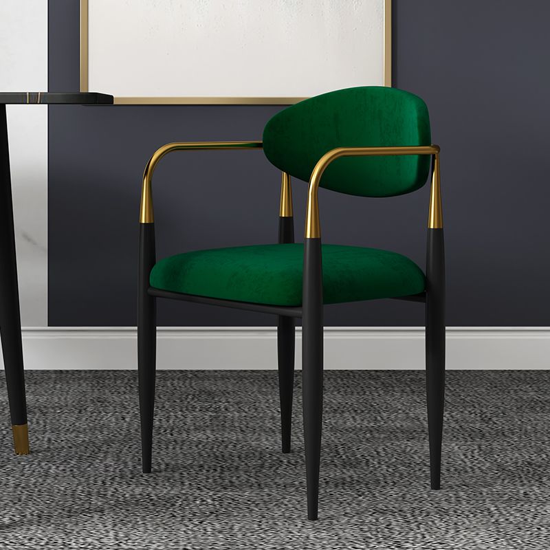 Glam Metal Home Dining Arm Chair Open Back Dining Room Chair in Black Clearhalo 'Dining Chairs' 'Dining Tables & Seating' 'dining_chair' 'furn' 'furn_dining_chair' 'Furniture' 'furniture_dining_chair' 'Kitchen & Dining Furniture' 1200x1200_e7cacc26-6199-442f-927a-ebb353d2789c