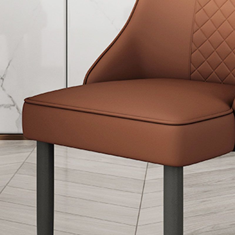 Scandinavian Style Leather Dining Chairs for Kitchen Armless Solid Back Chair Clearhalo 'Dining Chairs' 'Dining Tables & Seating' 'dining_chair' 'furn' 'furn_dining_chair' 'Furniture' 'furniture_dining_chair' 'Kitchen & Dining Furniture' 1200x1200_e7cae95e-f145-4384-ab64-7053e60c2d0f