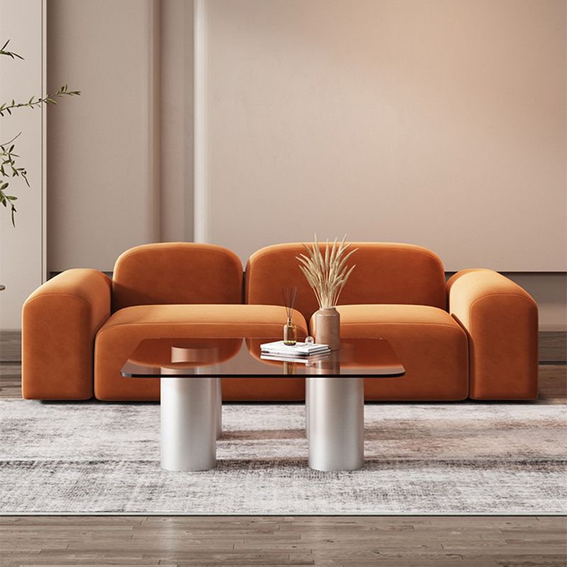 Sofá de brazo redondo Sofá estándar de lana contemporánea en acabado naranja