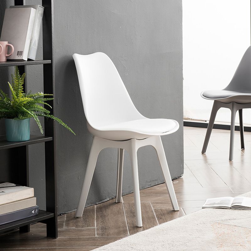 Minimalist Style Plastic Dining Armless Chair Upholstered Solid Back Chairs for Home Clearhalo ' kitchen&dining_furn' 'Dining Chairs' 'Dining Tables & Seating' 'dining_chair' 'Furniture' 'furniture_dining_chair' 'Kitchen & Dining Furniture' 'kitchen' 1200x1200_e7cecbe2-ec73-4404-9002-c83640faf898