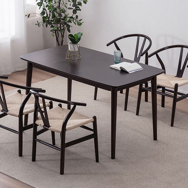 Contemporary Dining Table Rubberwood Rectangle Solid Wood 4 Legs Table for Home Clearhalo ' dining_table' 'Dining Tables & Seating' 'Dining Tables' 'furn' 'furn_dining_table' 'Furniture' 'furniture_dining_table' 'Kitchen & Dining Furniture' 'kitchen&dining_furn' 'kitchen' 'kitchen_dining_table' 1200x1200_e7ceee58-22ee-49c1-8d0b-761427c57085