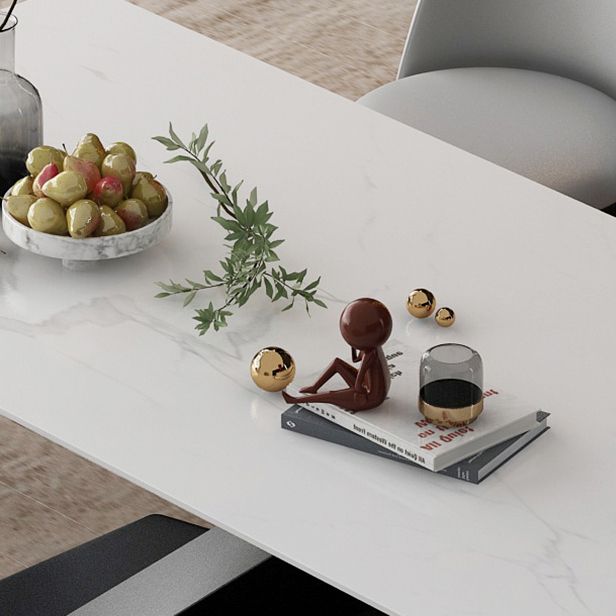 Moderne rechthoekige dinetteset 1/2/5/7-delige eettafelset met blad van gesinterd steen