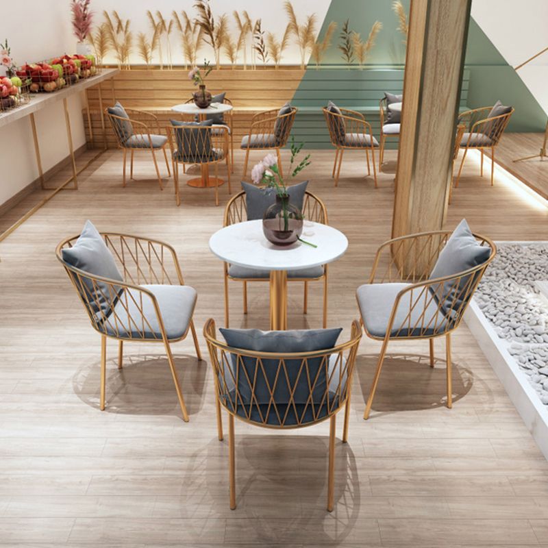 Glam Faux Marble Dining Set Round 1/2/3/4/5 Pieces Dining Set for Home Use