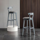 Gray Wood Bar Stools Industrial Style Armless Stool with Low Back