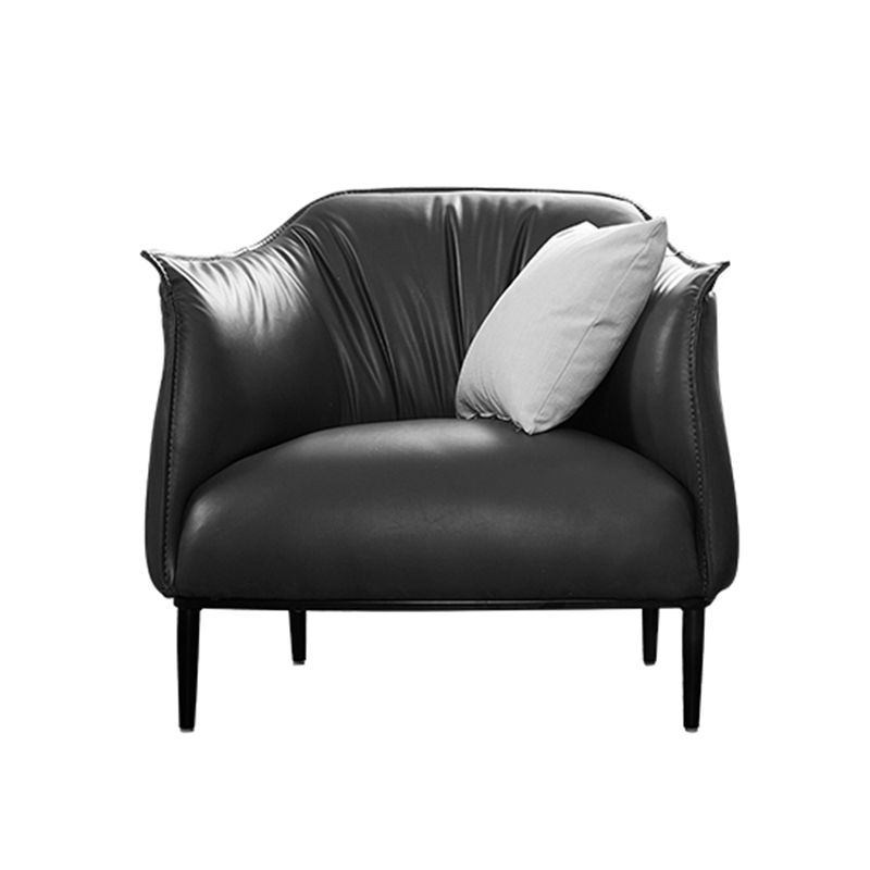Faux Leather Barrel Accent Chair with Tight Back, 35.43" W √ó 33.86" L √ó 29.92" H Clearhalo 'Accent Chairs' 'accent_chairs' 'Chairs & Seating' 'furn' 'furn_accent_chairs' 'Furniture' 'Living Room Furniture' 1200x1200_e7d32930-9f71-4b34-84ba-1e0a9156bd72