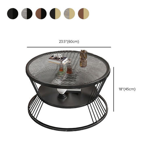 Mesa de café de café de vidrio y metal mesa de café tropical con estante