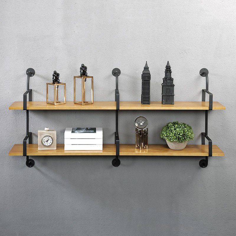 Metal and Wooden Shelf Bookcase Floating Open Wall Mounted Book Shelf for Study Room Clearhalo 'Bookcases' 'furn' 'furn_bookcases' 'Furniture' 'Office Furniture' 1200x1200_e7d59965-7189-4c91-9e2e-a2bd896c48e0