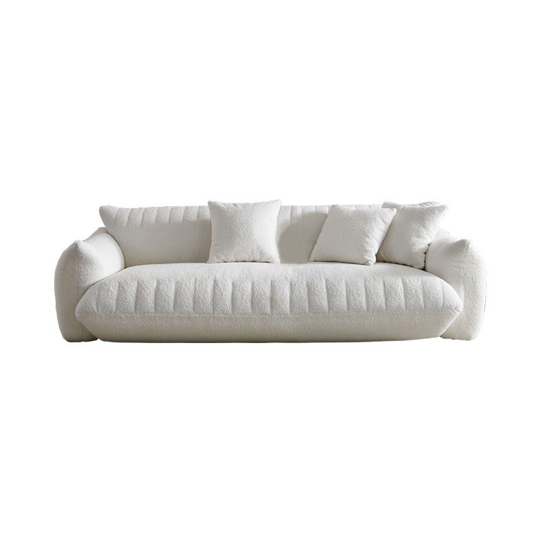 Modern 28.74" H Wool Recessed Arm Sofa in White for Living Room