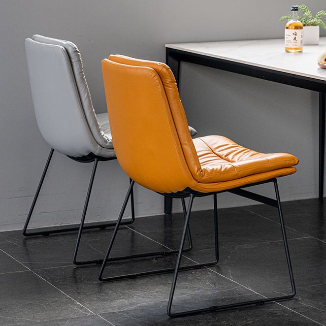 Nordic Upholstered Armless Dining Chairs Metal Legs Solid Back Chair for Home Use Clearhalo ' kitchen&dining_furn' 'Dining Chairs' 'Dining Tables & Seating' 'dining_chair' 'furn' 'furn_dining_chair' 'Furniture' 'furniture_dining_chair' 'Kitchen & Dining Furniture' 'kitchen' 1200x1200_e7d8fb72-82bd-46cf-bb41-430172f05b3c
