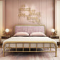 Contemporary Metal Panel Upholstered Headboard with Metal Legs Bed Frame