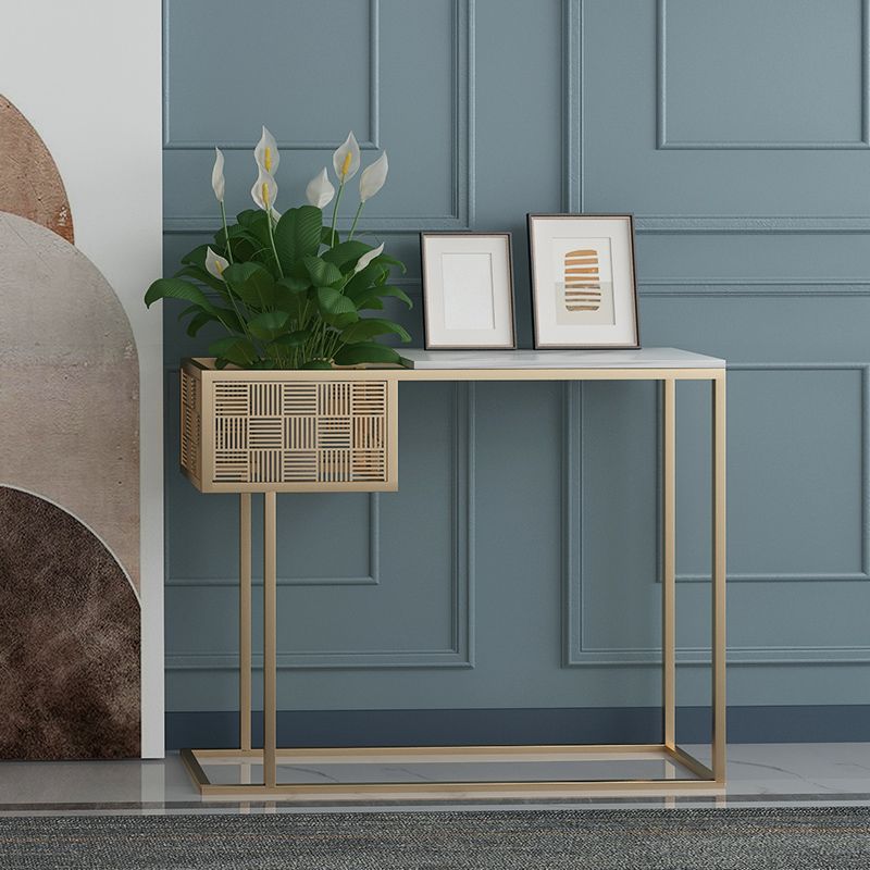 Glam Iron Console Accent Table Marble Console Sofa Table for Hall