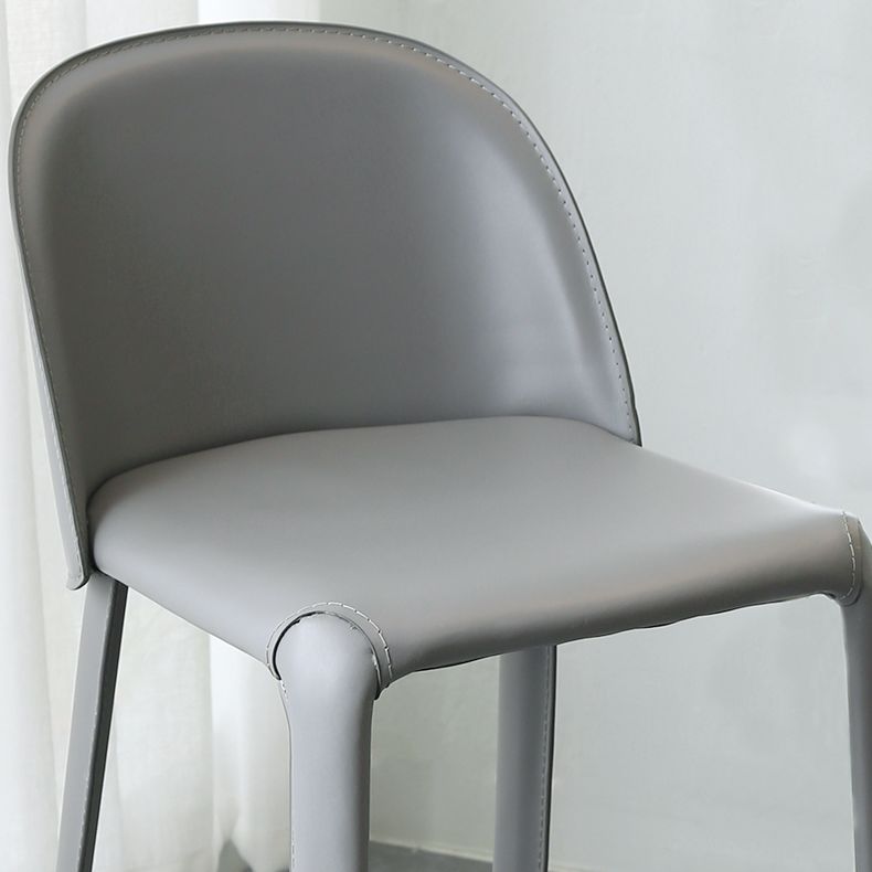 Faux Leather Dining Stools Low Back Bucket Bar Stools with Metal Base